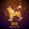 2018 Chinese New Year Illustration with Bright Symbol on Shiny Celebration Background. Year of Dog Vector Design.