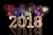 2018 colorful firework sparkler bright glowing new years eve number