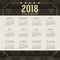 2018 Dark Geometric Pattern Printable Calendar Starts Sunday