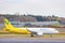 2018 December 14. Chiba Japan. A vanilla air airline airplane running on the track to prepare for take off at Narita international