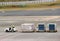 2018 December 14. Narita airport Japan. A baggage transfering car running on the parking place to moving baggage into next flight