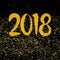 2018 hand drawn golden vector sign on black background