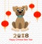 2018 Happy Chinese New Year of Dog, Lanterns and Doggy
