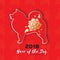 2018 Happy Chinese New Year Greeting Card. Chinese year of the Dog. Paper cut samoyed doggy with flower design