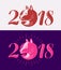 2018, Happy New Year. Dog symbol. Typographic design vector illustration