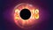 2018 Happy New and Year Marry Christmas card. Congratulation poster on space backdrop. Solar eclipse, astronomical