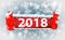 2018 New Year on ice frosted background. Global colors. One editable gradient is used for easy recolor