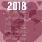 2018 Pink Heart Pattern Printable Calendar Starts Sunday