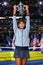 2018 US Open champion Naomi Osaka of Japan of United States posing with US Open trophy during trophy presentation