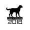 2018 year of the dog. Silhouette pet. Black white design. Vector illustration.