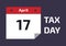 2019, 2020 Tax Day reminder calendar. Tax Day on April 17. Vector illustration of deadline for Federal income tax returns, 1040 fo