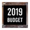 2019 budget on chalkboard background, banner, sucess in business