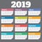 2019 calendar. Vector calender design template