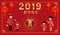 2019 Chinese new year family with Traditional Ornaments
