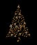 2019 christmas tree with golden metal musical notes isolated on black