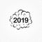 2019 Comic speech bubble. Pop art design. New Year and Christmas Funny comics design element. Vector illustration.