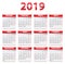 2019 German calendar red glossy design