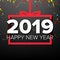 2019 Happy New Year Background Vector. Numbers 2019. Bow. Banner, Gift. Dark Illustration