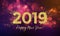 2019 Happy New Year glitter confetti vector card