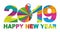 2019 Happy New Year Snowflakes Text vector Illustration