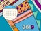 2019 january calendar abstract contemporary art vector. Desk, screen, desktop month 01,2019, colorful 2019 calendar template