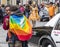 2019: Mother and her child next to a police car attending the Gay Pride parade also known as Christopher Street Day, Munich