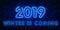 2019 New Year Concept with Colorful Neon Lights. Retro Design Elements for Presentations, Flyers,