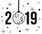 2019 New Year Lettering with Snowflakes and Bauble