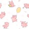2019 New Year Symbol Dance Pink Pig with Pineapple
