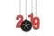 2019 New Year and wheel auto hanging on strings