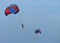 2019 October 06. Pattaya Thaland. The tourist playing water parachute boat above the sea at Koh Lan Island