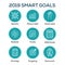 2019 SMART Goals Vector graphic with Smart goal keywords