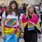 2019: Two girls attending the Gay Pride parade also known as Christopher Street Day CSD in Munich, Germany