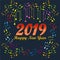 2019 on White Background, New Year 2019, 3D Illustration, Happy New Year 2019