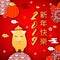 2019 Year of the Pig chinese zodiac sign flat cartoon character,asian chinese traditional hieroglyphs translated Happy New Year gr