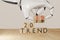 2020, 3d ai rendering artificial intelligent robot hand flip the wooden cube with change the year from trend 2019 to happy new yea