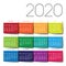 2020 calendar. Color post it