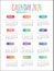 2020 Calendar Minimal template. Simple Colorful minimal elegant desk calendar. Multicolor multipurpose calendar template.