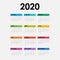 2020 Calendar Template.Calendar 2020 Set of 12 Months.Yearly calendar vector design stationery template.Vector illustration