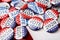 2020 election campaign pins on American flag, vote butto