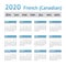 2020 French American Calendar Canadian