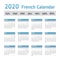 2020 French European Calendar