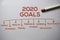 2020 Goals text with keywords isolated on white board background. Chart or mechanism concept