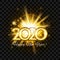 2020 golden number. Happy new year flash bright salute