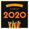 2020 graduation greeting card or banner design with vintage light bulb sign numbers.