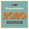 2020 graduation greeting card or banner design with vintage light bulb sign numbers.