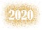 2020 Happy New Year background with golden glitter number. Christmas winter holidays design. Seasonal greeting card