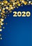 2020  Happy New Year celebrate vertical card with holiday greetings and golden stars