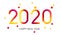 2020 Happy New Year colorful gradient 3d lettering