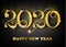 2020 Happy new year. Gold Numbers Design of greeting card. Gold Shining Pattern. Happy New Year Banner with 2020 Numbers